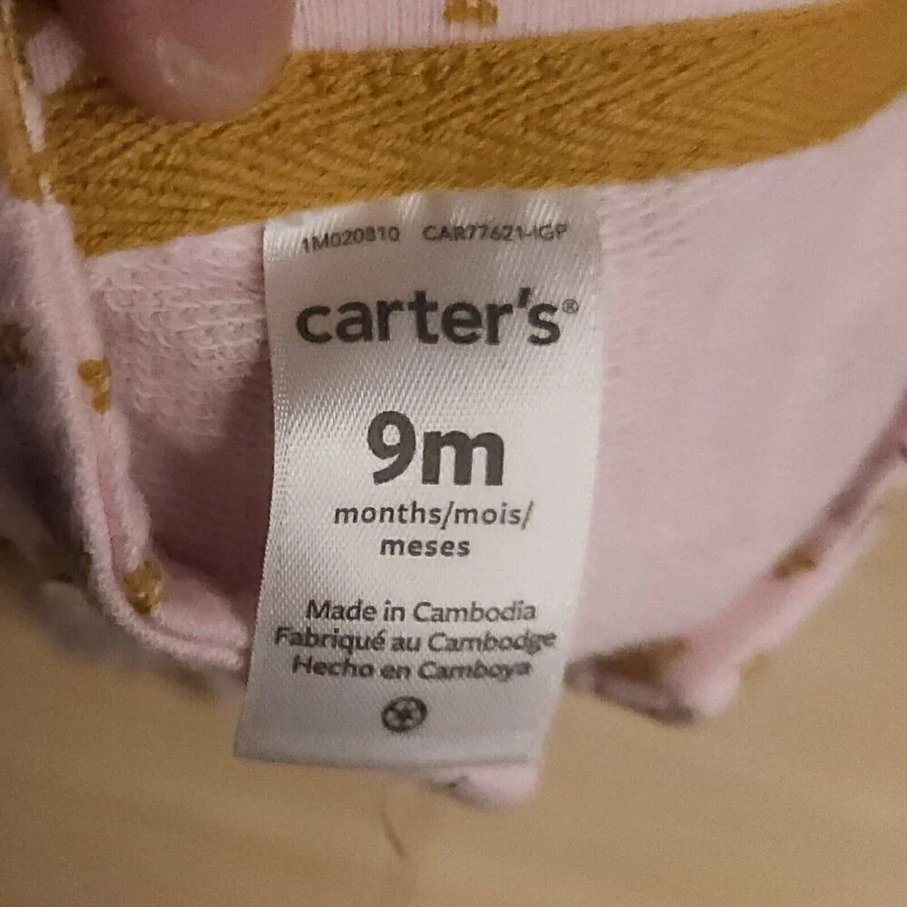 Carter's Infant Girls Pink Floral Sweatshirt Vest 9 Months